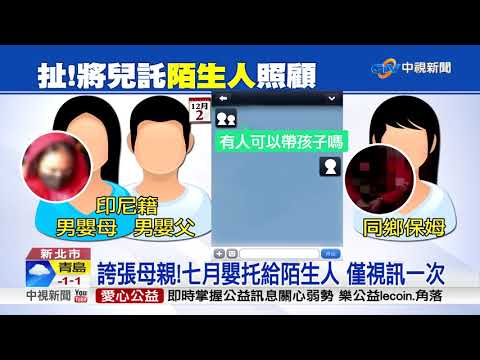狠心!惡保母"管教"男嬰 顱內出血亡│中視新聞 20181210