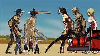 Chainsaw Titan, Katana Man Titan, Power Makima, Vs Eren Titan Armor Female Titan,  Choo Choo Charles