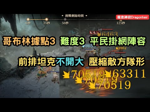 《龍息神寂Dragonheir》哥布林據點3 難度3 平民掛網陣容 前排坦克不開大 壓縮敵方隊形【阿天】#龍息神寂巴哈攻略