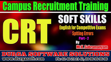 Campus Recruitment Training (CRT) || Soft Skills ||Sptting Errors Part - 2 by Subramanyam