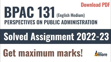 IGNOU BPAC 131 Solved Assignment 2022-23 (English Medium) | PDF Download