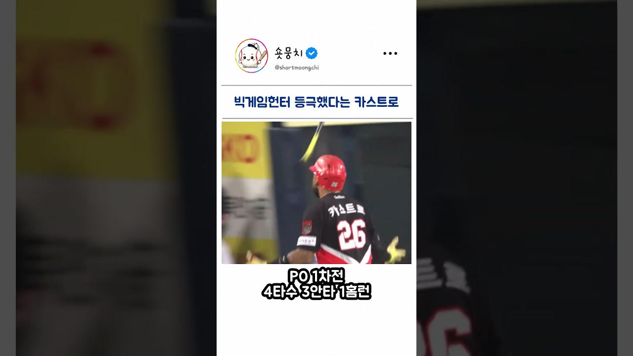 빅게임헌터 등극했다는 KIA 카스트로ㄷㄷ