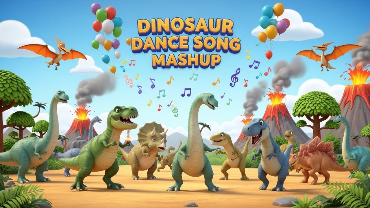 Dinosaur Dance Song Mashup 🦖💃🎶 | 20-Minute Prehistoric Music for Kids | Animagic Studio