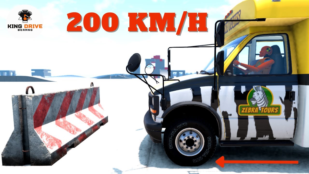 Cars vs Concrete Barrier #3 - BeamNG Drive - YouTube