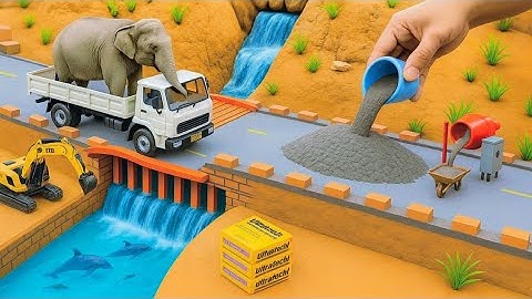 DIY science project mini bridge Making mini 4 compartment dam with bricks to prevent landslides