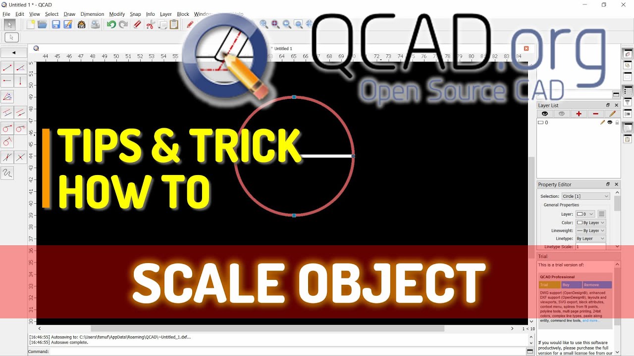 Qcad How To Scale Objects - YouTube