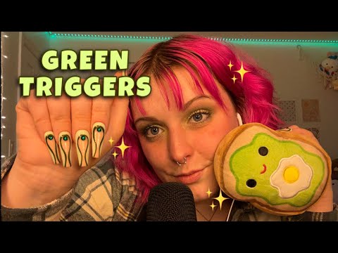 ASMR Green and Gold Colored Triggers for St. Paddy’s Day! Beeswax, Nail Tapping, Mouth Sounds ☘️🌈✨