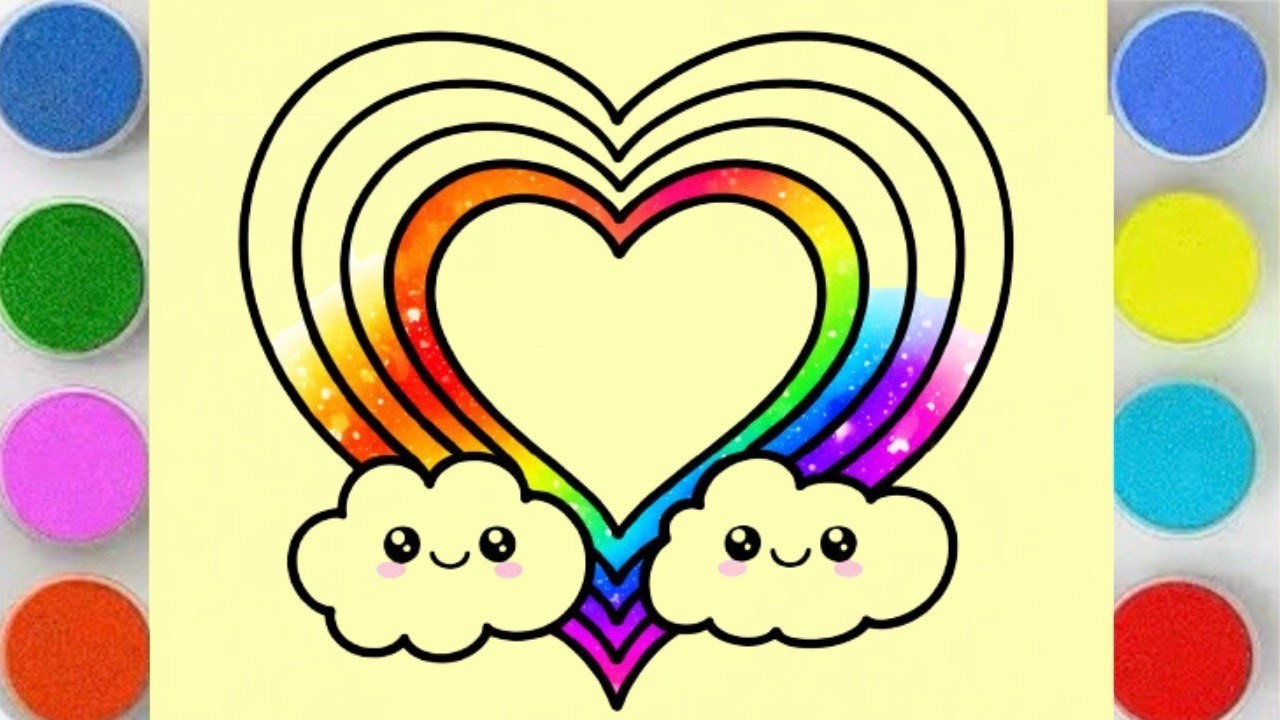 Sand Painting | Coloring Rainbow Heart for Kids and Toddlers  🌈