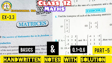 Class 12 maths matrices exercise 3.3 | matrices class 12 Ex-3.3 || handwritten notes in PDF 👇🏻