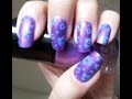 Cute purple blue floral Design. Quick and easy nailart tutorial