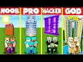 Minecraft Battle: MODERN HOTEL HOUSE BUILD CHALLENGE - NOOB vs PRO vs HACKER vs GOD / Animation