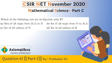 Question 61 | CSIR NET Nov 2020 | Part C | Mathematical Science | By Prabhakar Sir