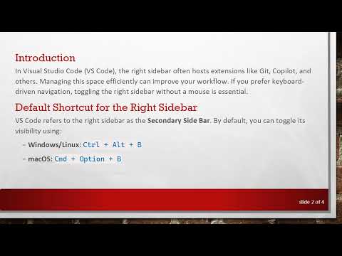 How to Toggle the Right Sidebar Visibility in VS Code with a Keyboard Shortcut