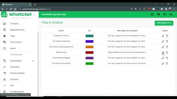 whaticket - CRM whatsapp - Como configurar o Chatbot e horário de atendimento por setor