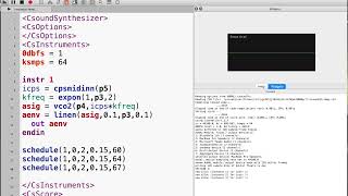 Audio and control signals, initialisation variables