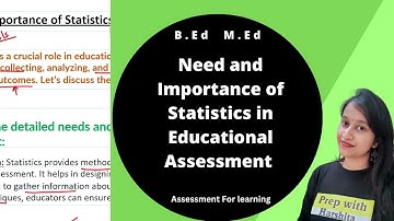 Need and Importance of Statistics in Educational Assessment | Assessment for Learning