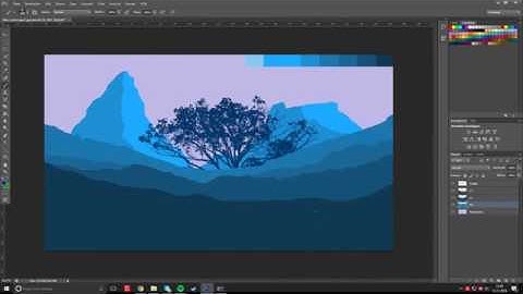 Minimal Flat Landscape Design #1 | Speed Art | Photoshop | Time Lapse Tutorial