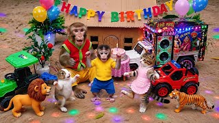 Everyone danced to the DJ at the monkey baby's birthday party🎂dj cartoon 🤪 mini dj 😱 cartoon