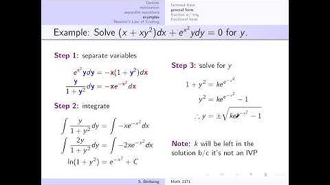 Sect 2.2: Separable Equations