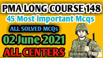 Pma long course 148 all solve mcqs of 02 june 2021 | Pma long course 148 | Honoured Sir