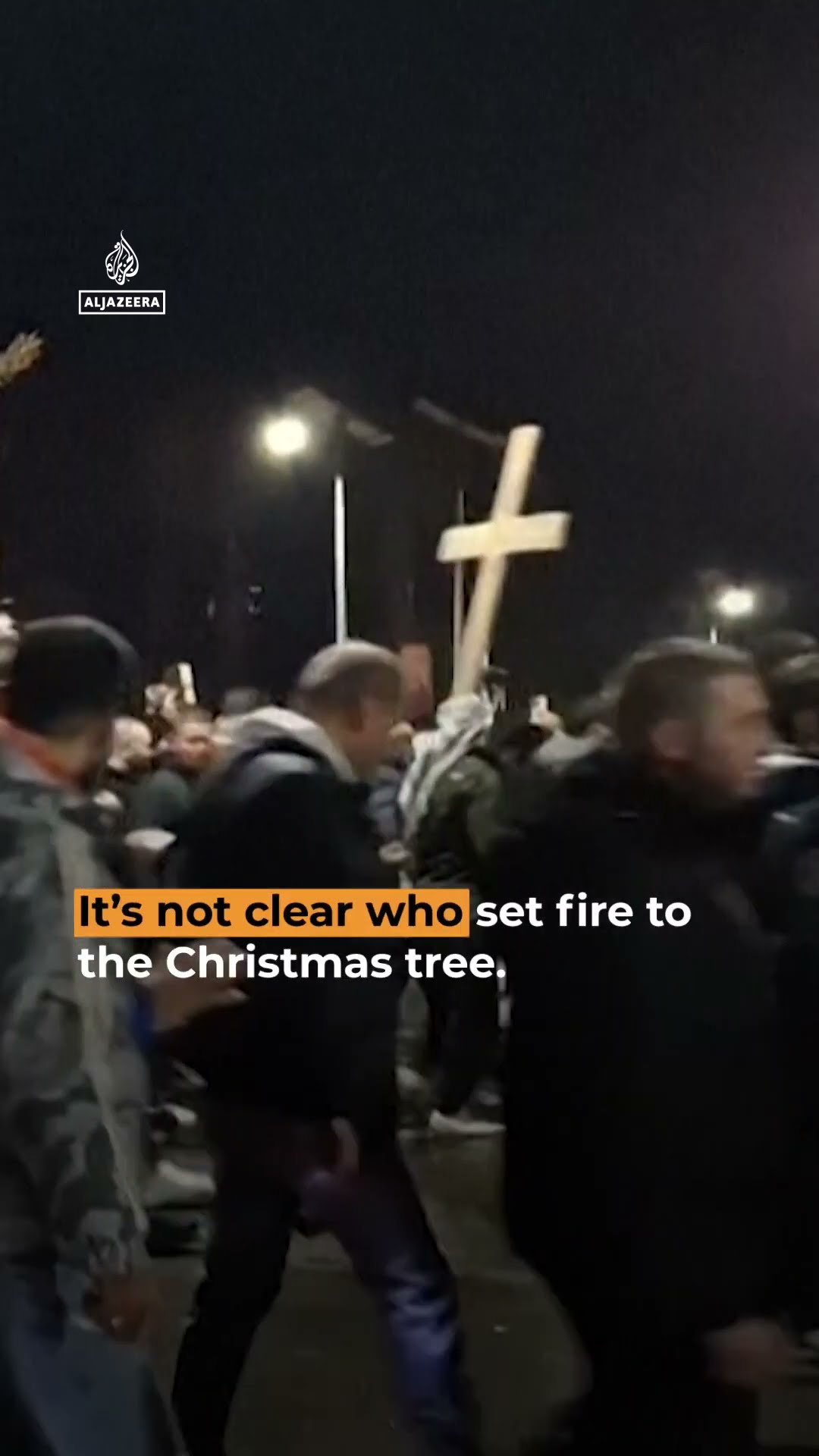 Protests follow the burning of a Christmas tree in Syrian town | AJ #shorts