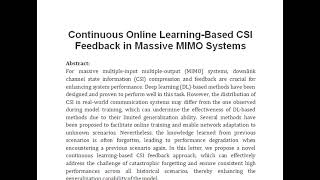 Continuous Online Learning Based CSI Feedback in Massive MIMO Systems