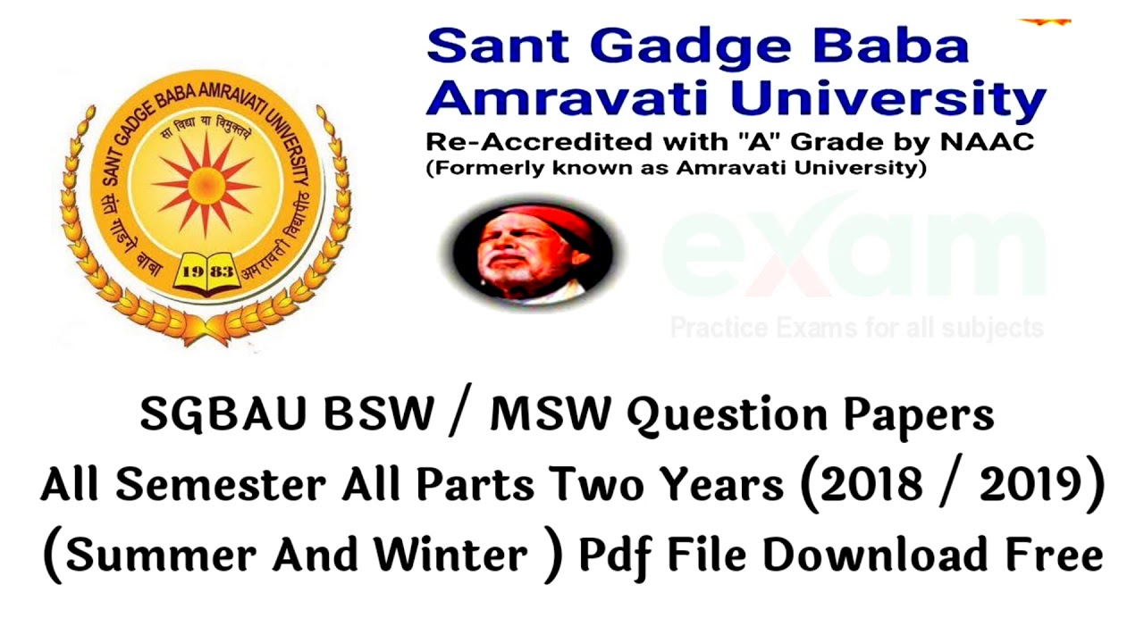 SGBAU BSW / MSW Question Papers All Semester All Parts Two Years (2018
