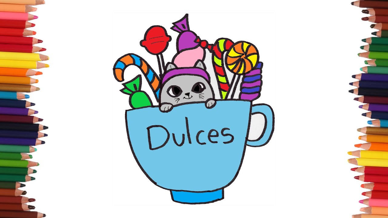 Como dibujar una TAZA CON DULCES paso a paso - Dibujos para Colorear -  thptnganamst.edu.vn