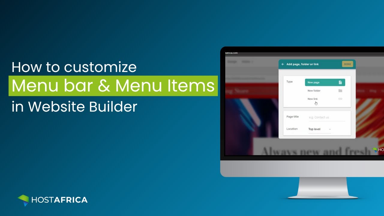 How to Customise Menu Bar & Menu Items in the Site Builder - YouTube