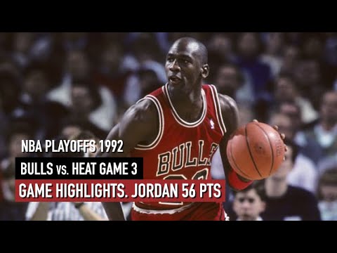 NBA Playoffs 1992. Miami Heat vs Chicago Bulls Game 3 Jordan 56 PTS - Game Highlights HD 720p/60fps