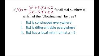 Information Determine whether a Piecewise Function is Continuous and/or Differentiable Everywhere News