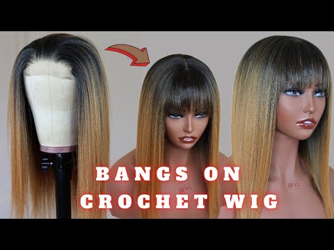 Step by step cutting bangs on ombre crochet wig with 5x5 lace closure ...