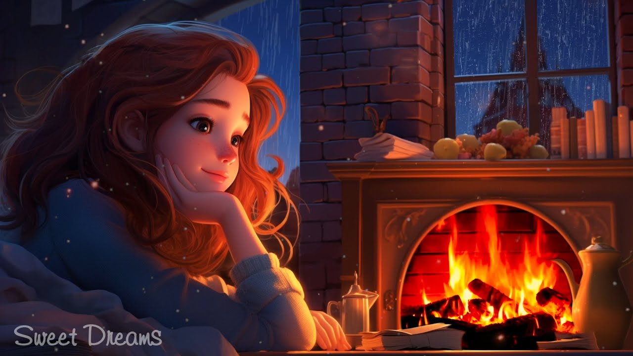 Relaxing Piano Music Fireplace Ambience - Warm and Cozy Study Music