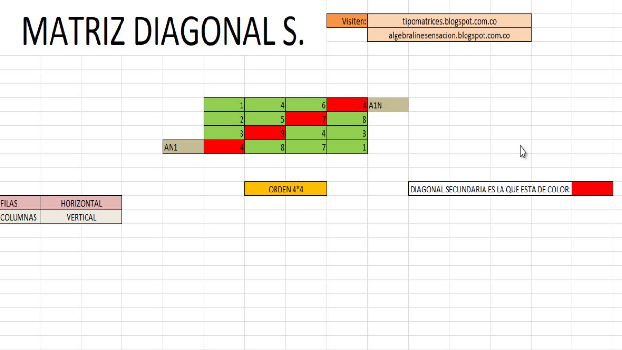 Matriz diagonal secundaria - YouTube