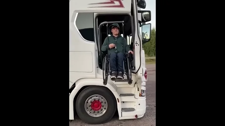 Norwegian Wheelchair trucker Bernie Bergan showing...