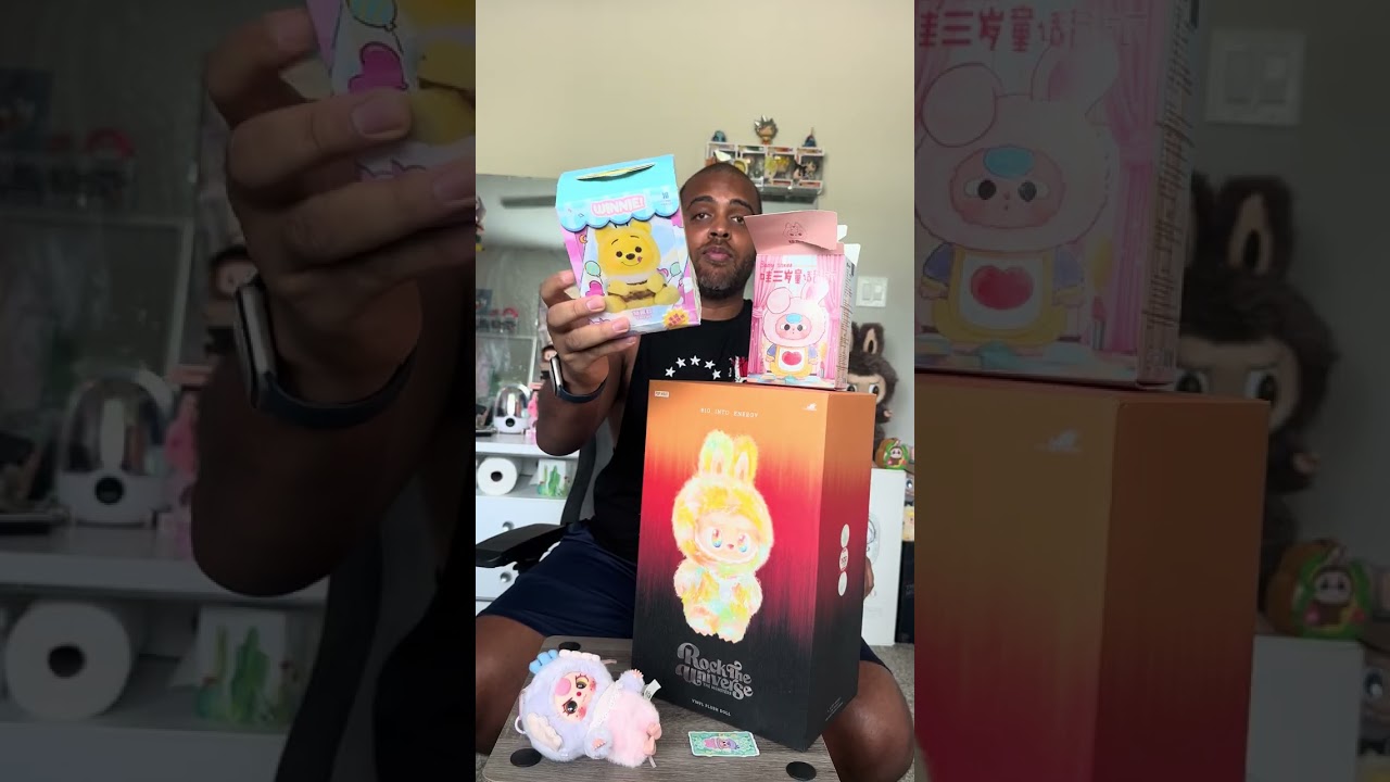 Rock the universe, Winnie the Pooh, and baby three blind boxes from Labubutopia with Rock Mercury