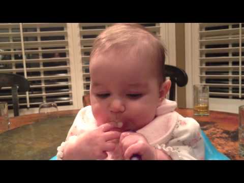 Baby likes her oatmeal, pt. 2 - YouTube