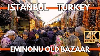 ISTANBUL TURKEY CITY CENTER EMINONU OLD BAZAAR 4K VIDEO ULTRA HD WALKING TOUR