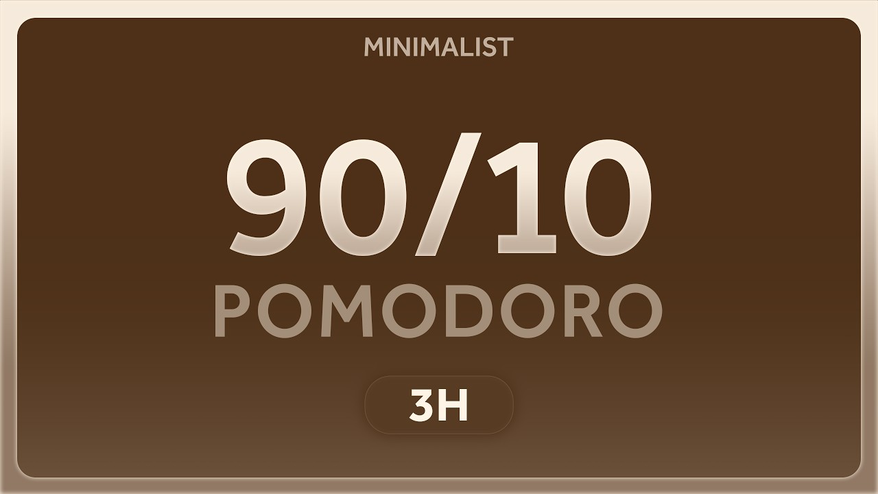 90/10 Pomodoro Timer with Brown Noise | 3 Hours for Deep Work, Study ...