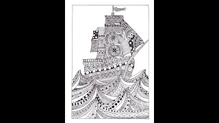 Ship in the Ocean drawing using Mandala art | World Ocean day special creative drawing for beginners