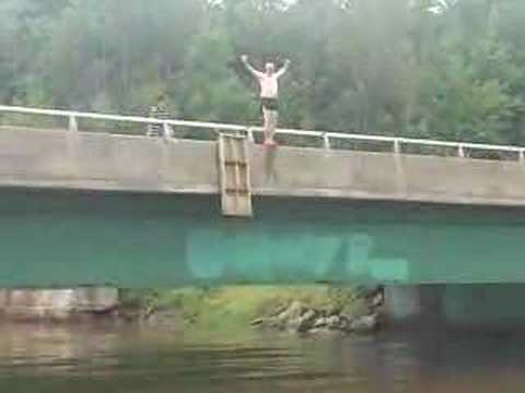 Silly stunt bridge dive