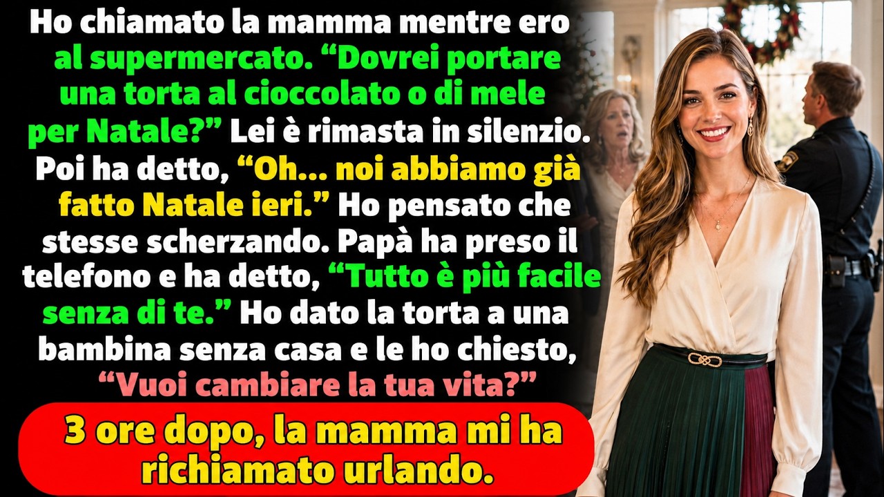 Ho chiamato mia madre dal supermercato con una torta al cioccolato in una mano e una di mele nell’altra, chiedendole quale portare per Natale. Il silenzio dall’altra parte mi ha fatto guardare lo...