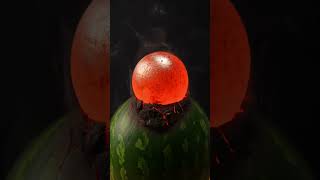 Highly Heated ball puling watermelon with 1000C  celsius wait for natural physic