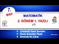 7.Sınıf  Matematik | 2.Dönem 1.Yazılı Soru ve Çözümleri-1 (2019)