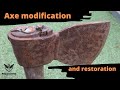 Axe modification. Rusty axe restoration.