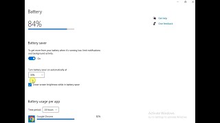 How to enable Battery Saver & How to Check Battery usage per app in windows 10 screenshot 3