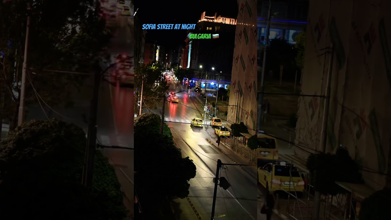 Timelapse in the center of Sofia at night 
