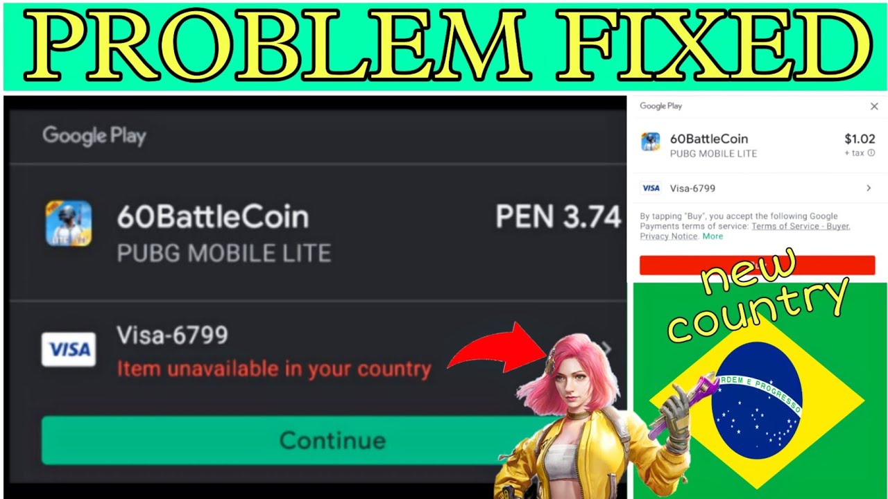 item unavailable in your country Problem solved Pubg lite bc purchase new trick 