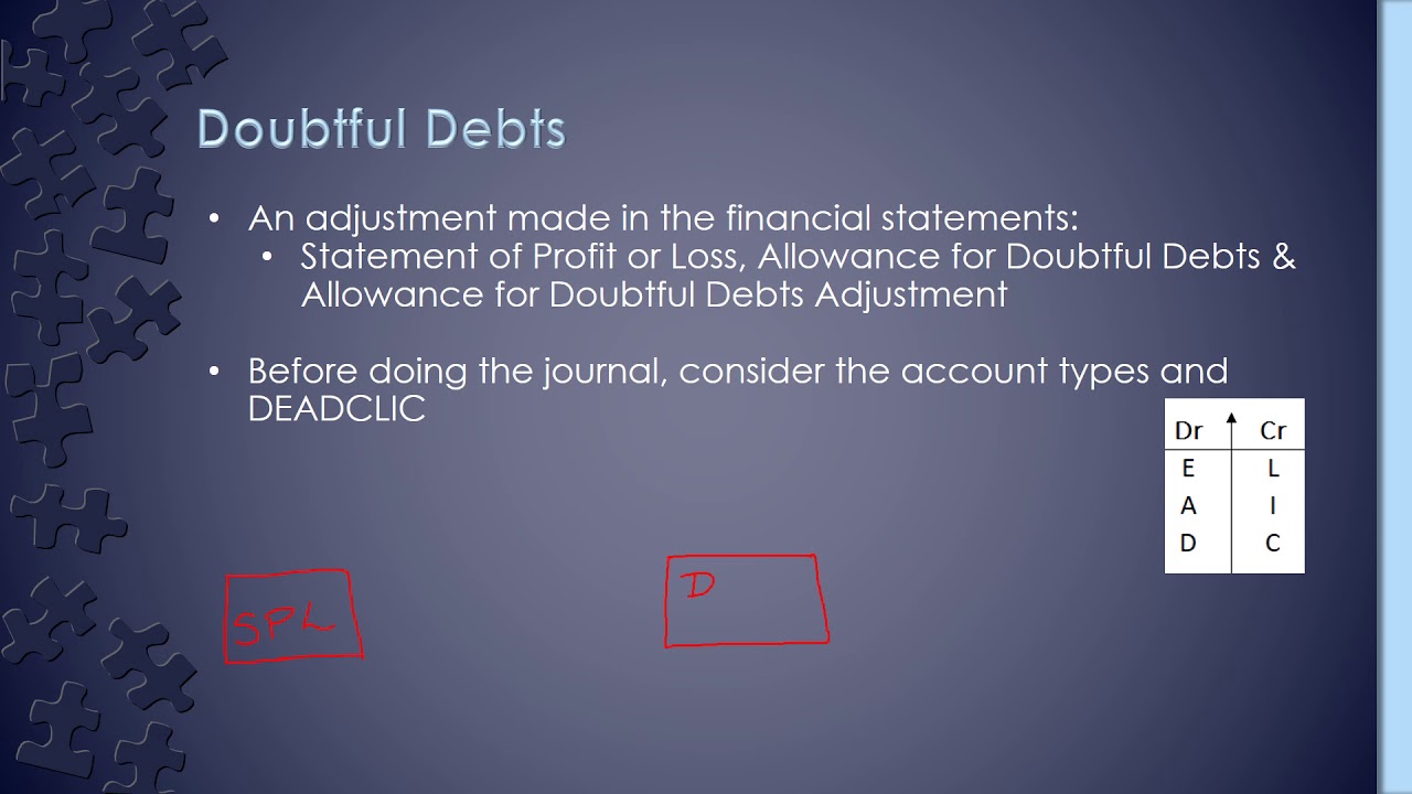 Irrecoverable Doubtful Debts YouTube