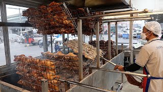 매일 닭 600마리를 굽는 숯불 구이 치킨 / Giant Charcoal Grilled Chicken - Thai Street Food